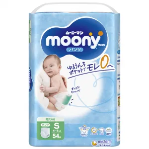 Majtki-pieluchy  Moony Diapers rozmiar S, 4-8 kg, 54 szt