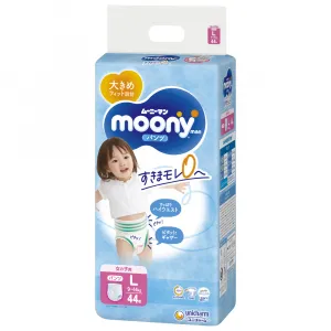 Majtki-pieluchy Moony Diapers Pants dla dziewczynek rozmiar L, 9-14 kg, 44 szt