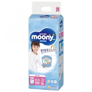 Majtki-chusteczki Moony Diapers dla dziewczynek rozmiar XXL, 13-28 kg