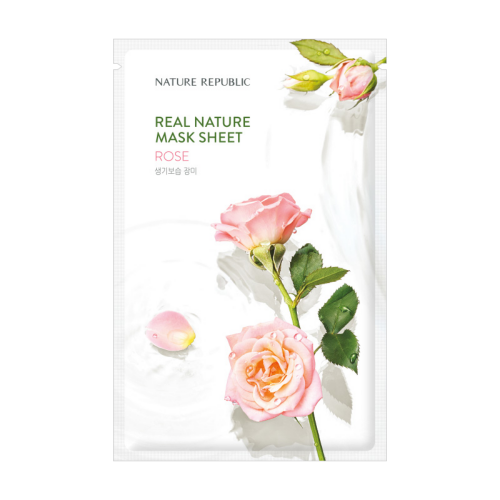 Facial tissue mask with rose extract