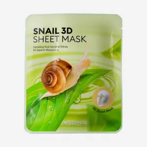 Maseczka z tkaniny do twarzy z mucyną ślimaka Missha Healing Snail 3D, 21 g