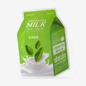 Fabric mask Apieu Green Tea Milk with green tea extract, 21 ml