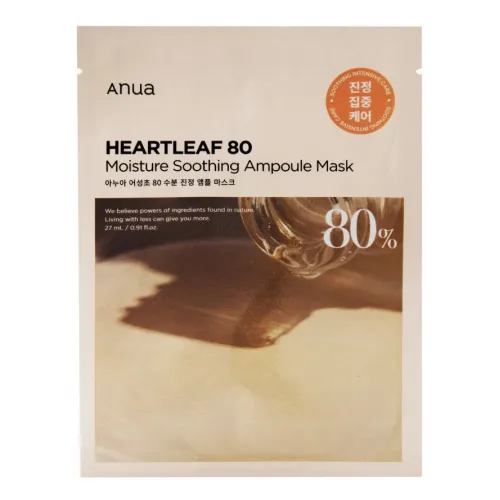 Заспокійлива тканинна маска для обличчя ANUA Heartleaf 80 Moisture Soothing Ampoule Mask, 1шт