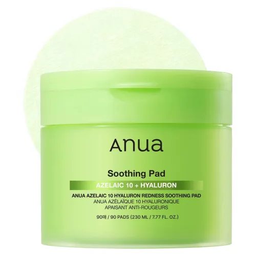 Заспокійливі пади з азелаїновою кислотою ANUA Azelaic 10 Hyaluron Redness Soothing Pad, 90шт