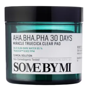 Dyski peelingujące do skóry problematycznej SOMEBYMI AHA BHA PHA 30 Days Miracle Truecica Clear Pad, 70 szt.