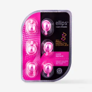 Olejek do włosów zniszczonych z kompleksem pro-keratynowym Ellips Hair Vitamin Repair Pro-Keratin Complex, 6*1 ml