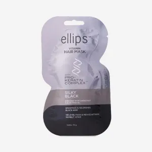 Maska do ciemnych włosów Ellips Hair Vitamin Silky Black z kompleksem pro-keratynowym "Jedwabna noc", 18 g