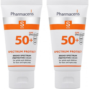 Krem Ochronny o Szerokim Spektrum Pharmaceris, Krem do Twarzy z Filtrem SPF 50 1+1 GRATIS