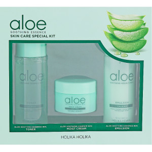 Holika Holika Aloe Soothing Essence Skincare Special Kit with Aloe Extract, 2 х 50 ml + 20 ml